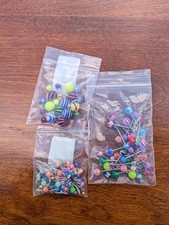 Lot Of New Body Piercing Jewelry 16g 14g Tongue Belly Button Eyebrow Rainbow