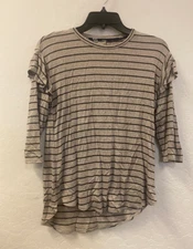 Dolan Beige Long Sleeve Striped Top size XS