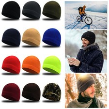Mens Winter Beanie Fleece Hat Sports Warm Thermal Outdoor Cycling Ski Running
