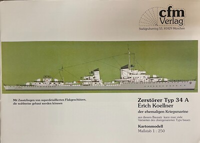 CFM Verlag card model kit of Destroyer Type 34A ERICH KOELLNER/HANS LODY