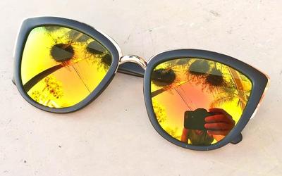 Large Cat Eye GOLD Metal Frame She Is MY GIRL Sunglasses 00108 W Minor Defects