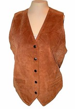 Vest, Club Coconut Grove, Genuine Split Pig Skin Suede Leather Brown Lined, L