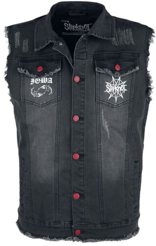 Slipknot Iowa Vest Jacket Heavy Metal Band Black Sleeveless Denim Jean Jacket - Picture 2 of 7
