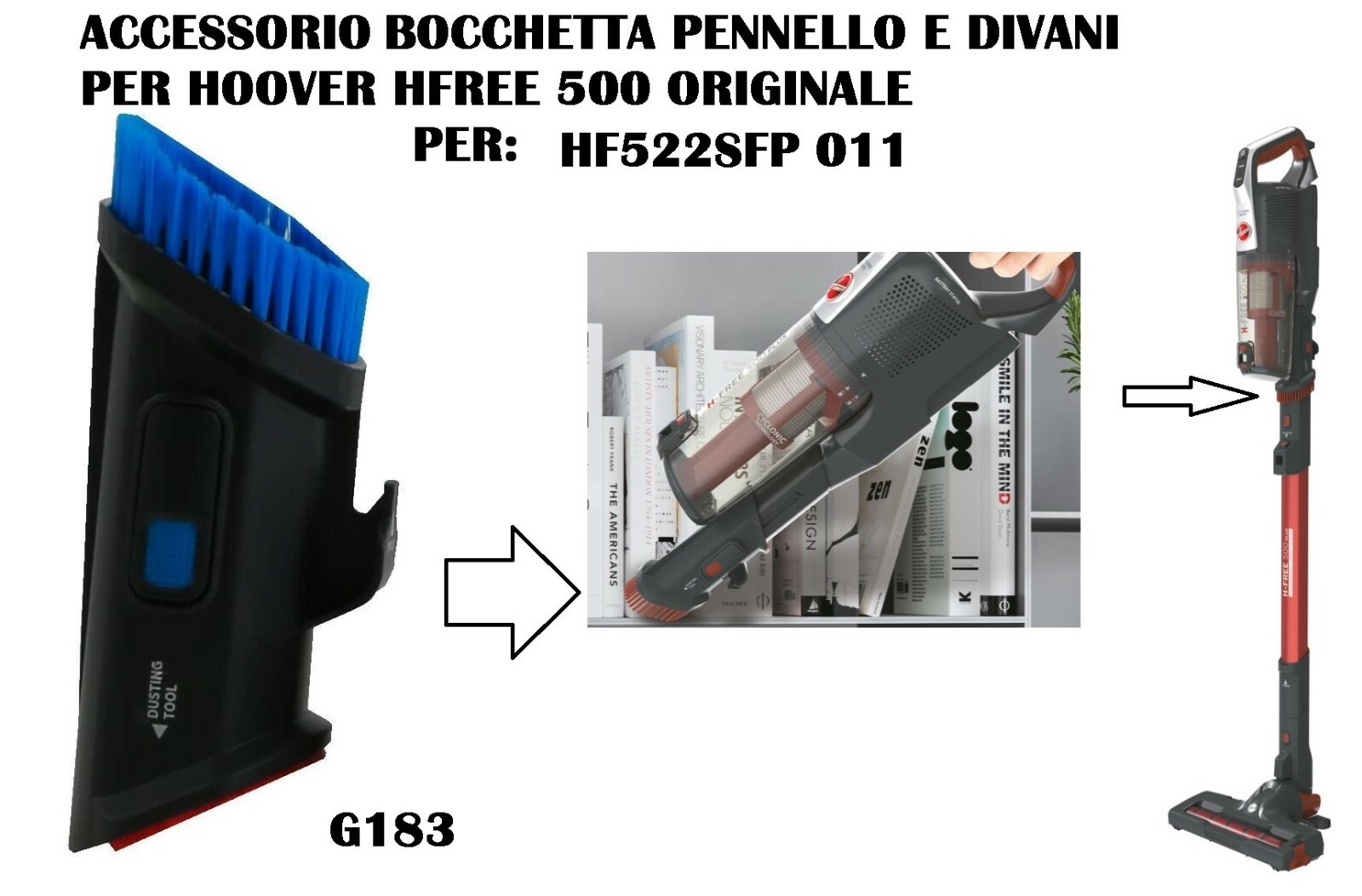 BOCCHETTA PENNELLO E DIVANI ASPIRAPOLVERE H-FREE 500 HOOVER PER HF522SFP 011