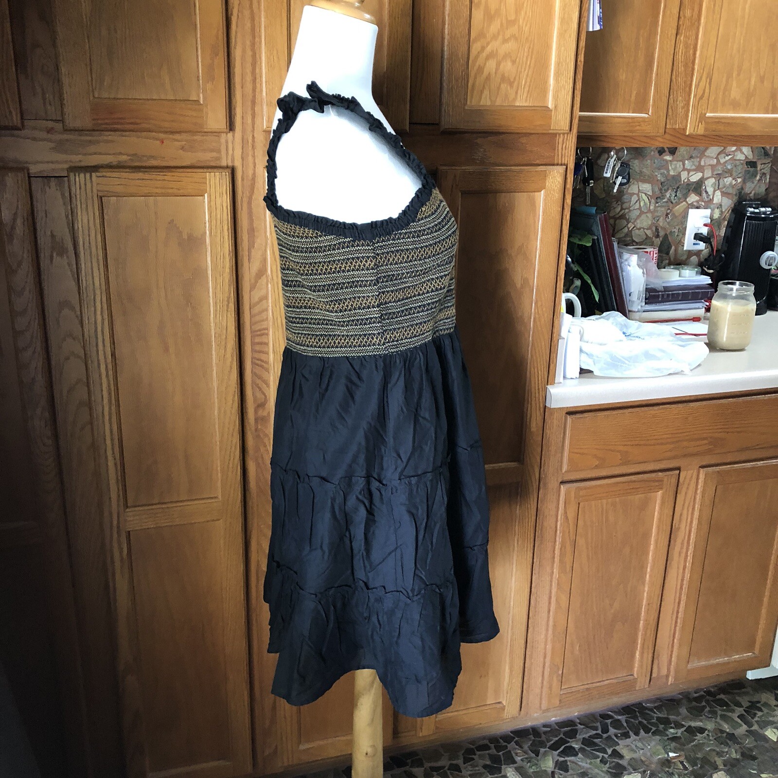 J Crew Women’s Square Neck Smocked Ruffle Tiered Mini Dress Petite Size PL NWI