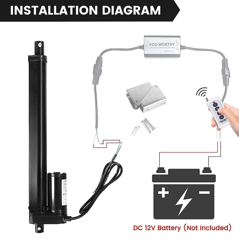 DC HOUSE 4"-12" Stroke Linear Actuator DC 12V High-Speed Motor 1000N 14mm/s - Image 4 of 4