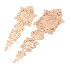 Unpainted Wood Carved Decal Applique DIY Furniture Window Cabinet Antique Decor