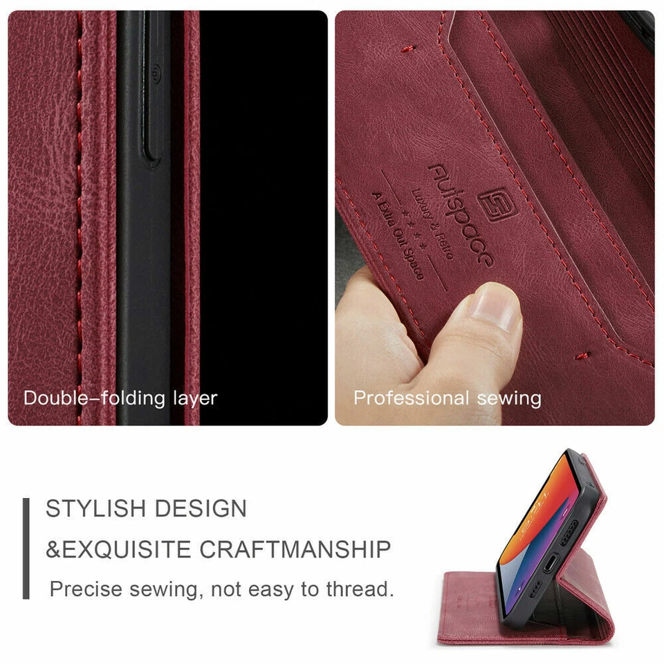 PU Leather Wallet Flip Case Cover For iPhone 14 Plus 13 Pro Max 12 11 Pro 14 - Image 4 of 4