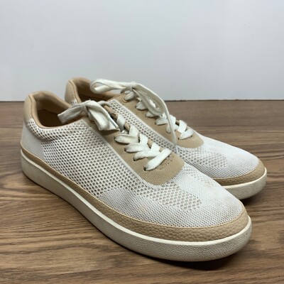 Vionic Womens Galia Knit Sneakers White Beige Lace-up Casual Shoes Size 11