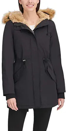 Faux Fur Lined Hooded Parka Jacket 