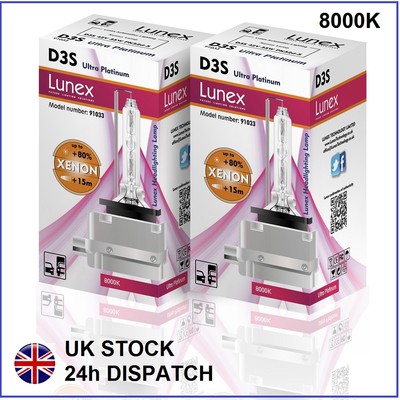 2 x D3S Original LUNEX XENON NEUE GLÜHBIRNE kompatibel mit 66340 9285304244 UPT 8000K
