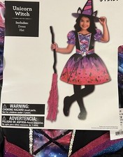 New Way to Celebrate Unicorn Witch Halloween Costume Dress Hat Sz MED 7/8