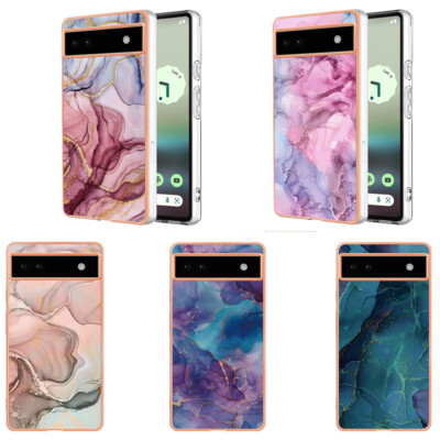 Für Google Pixel 8 Pro 8A 6A 7A Bunte Marmor Silikon Rückseite Hülle Handyhülle