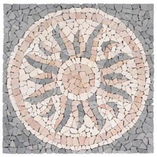 DIVERO Fliesen Rosone Sonne Mosaik Marmor creme grau rosé 90 x 90 cm
