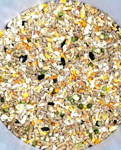 Chicken Duck Rooster Bird Feed Food 7 Scratch Grains Pellet Oyster Shell Omegas  - Afbeelding 1 van 3