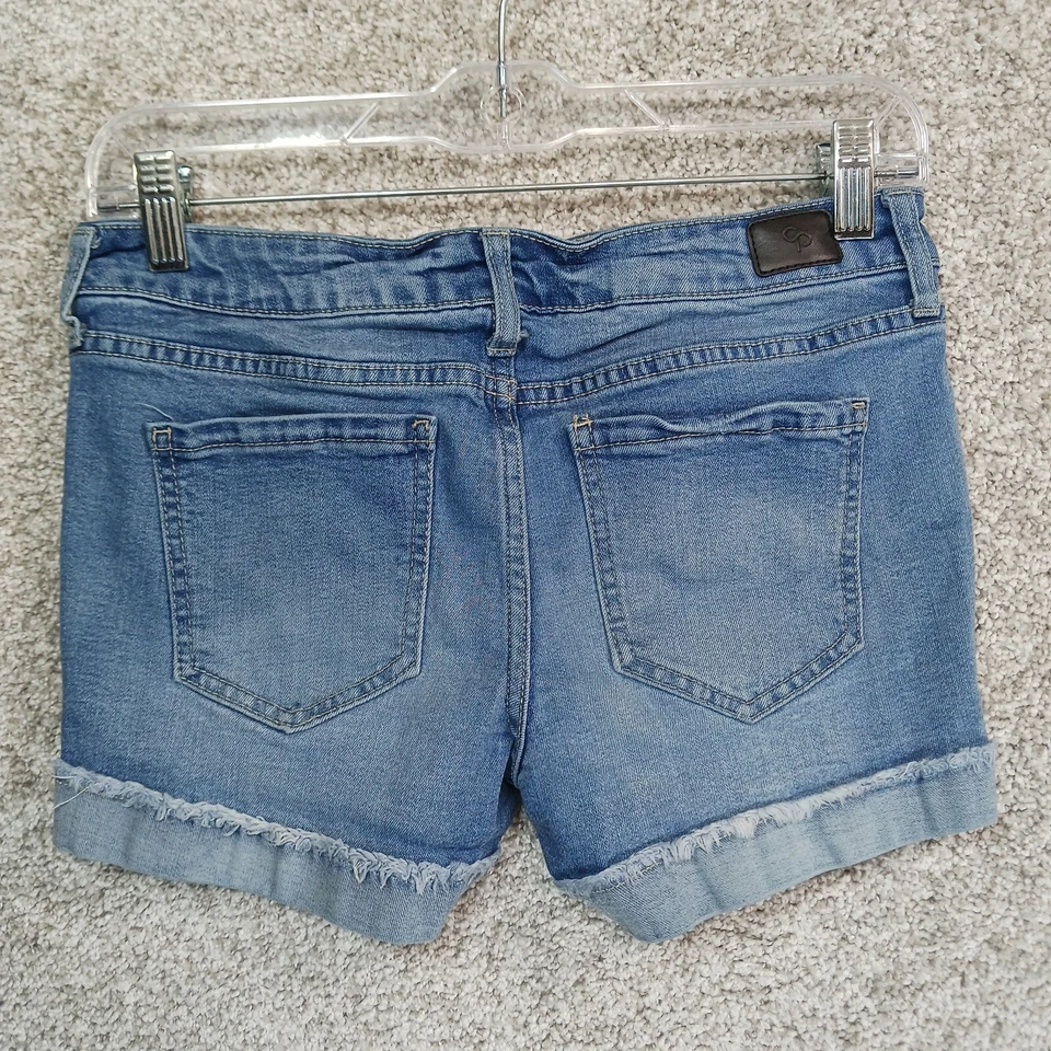 Celebrity Pink Shorts Womens 5/27 Blue Denim Low Rise Ripped Cuffed Cut Off - Image 3 of 4