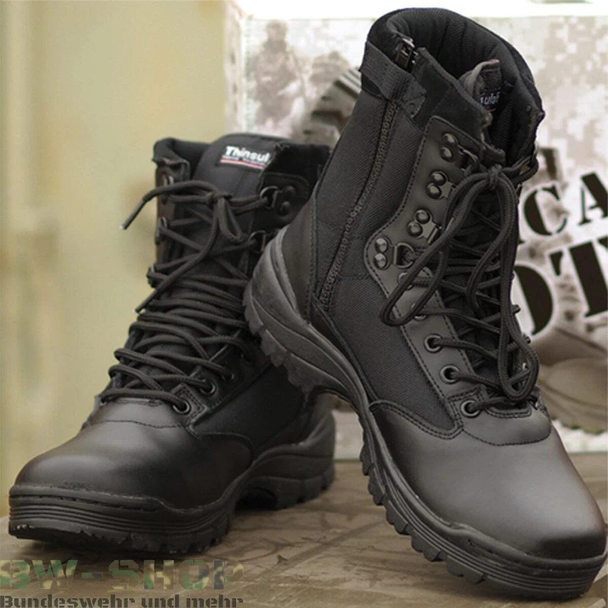 ARMY TACTICAL BOOT + ZIPPER RV OUTDOOR BOTAS US BOTAS DE COMBATE BW