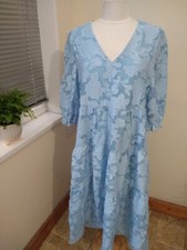 House of fraser SELECTED  femme SLFSADIE 3/4 Midi dress blue size  6(c) Sale