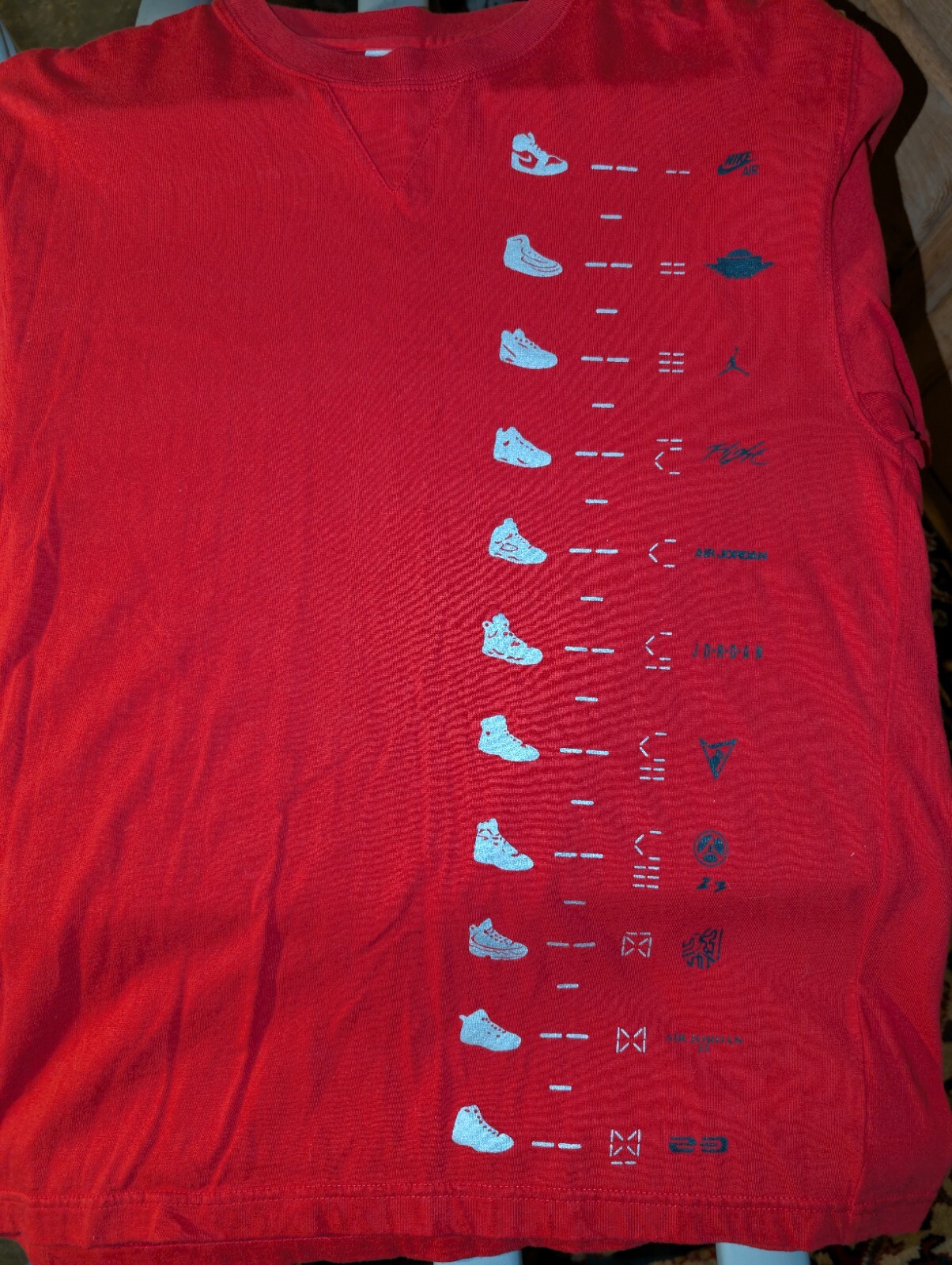 History Of Air Jordan Shoes Sneaker Models Red XL Shirt Vintage Y2K