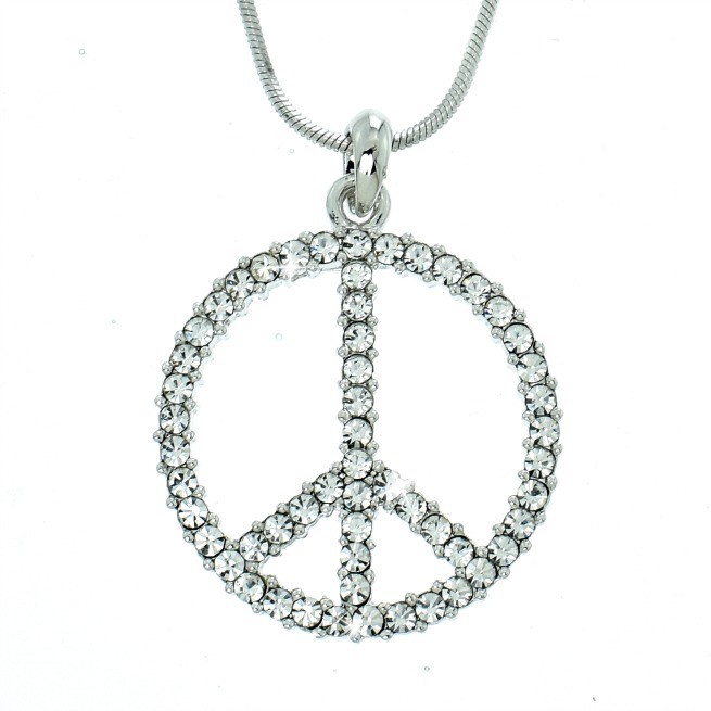 Swarovski Crystal Peace Pendant Necklace 18 Inch Chain