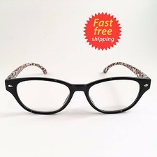 Betsey Johnson Reading Glasses Tortoise Black Face Leopard Print Legs 2.00
