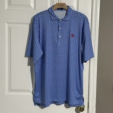 Turtleson Polo Shirt Men  s Large Geometric Blue Embroidered Golf 1896 Activewear