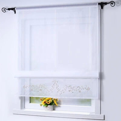 Raffrollo Küche Raffgardinen Modern Gardinen Voile Fenstergardine Vorhang Weiß - Bild 1 von 4
