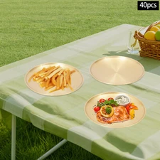 40 PCS 7.99*0.55in Gold Round 201 Stainless Steel Dinner Plates Electroplating