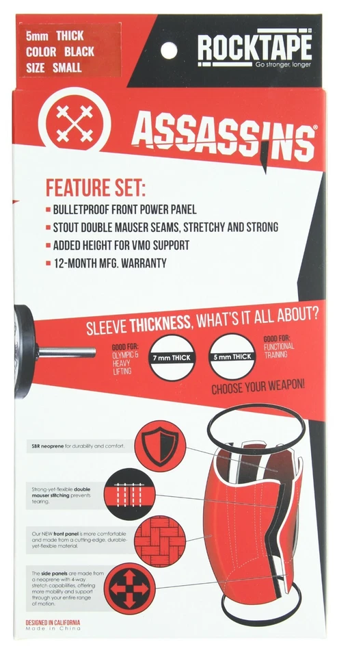 Компрессионные рукава на колено Rocktape Assassins для тяжелой атлетики, спорта, тренировок - Изображение 3 из 4