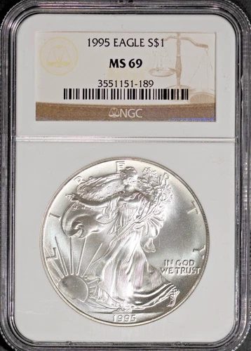 1995 $1 Silver American Eagle MS 69 NGC # 3551151-189 + Bonus