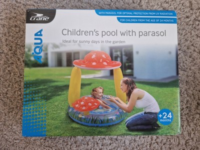 Aufblasbarer Kran Kinder Pool Sonnenschutz Planschen mit Sonnenschirm Pilz 95×105×97cm