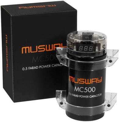 MUSWAY MC500 Pufferelko Pufferkondensator Powercap 0,5 Farad mit Einbauhalterung