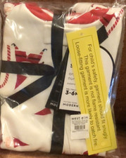 NEW West Elm x Pottery Barn Kids Smiley Santa Footed 1pc Zip Pajamas, 3-6 months