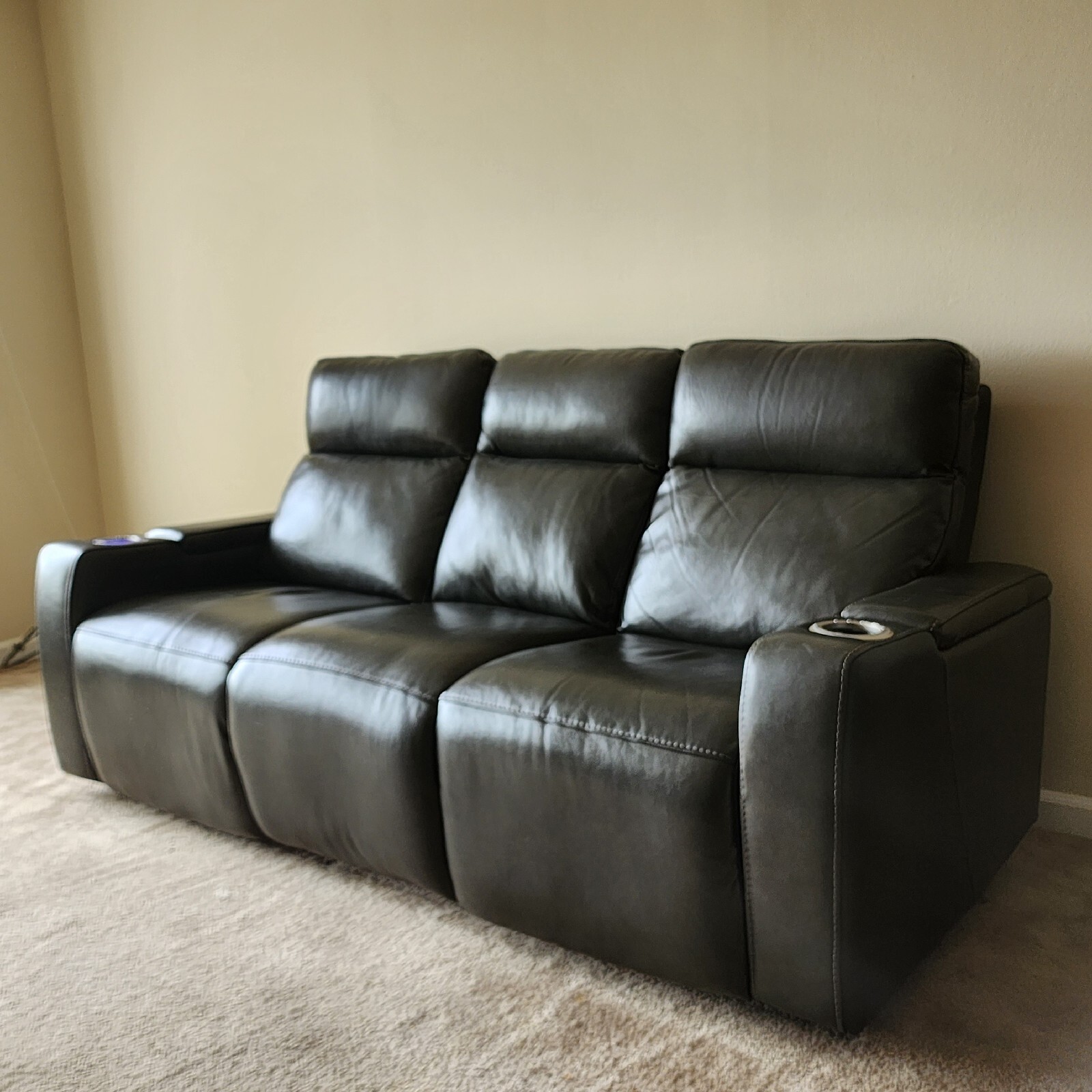 84" Macy's Electric Reclining Seat, Adjustable Headrest Leather Sofa eBay