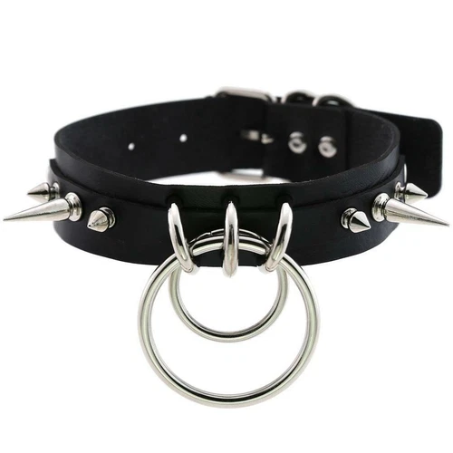 Women Pu Leather Choker Necklace O Ring Neck Collar Chain Gothic Punk Studded - Picture 3 of 49