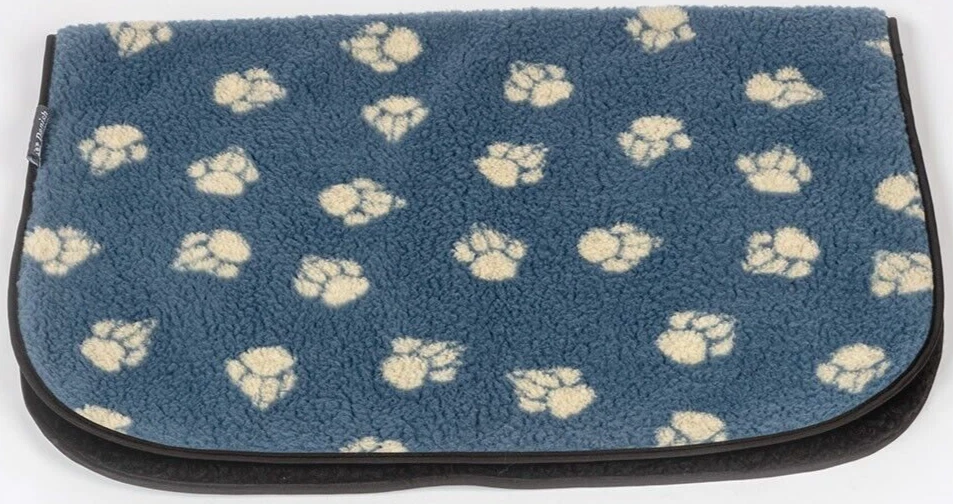 Manta para perro - Estampados de patas azules. Sherpa polar, lavable, ropa de cama, funda. 2 tallas. Foto 2 de 3