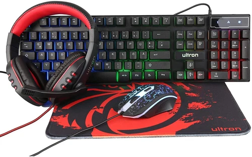 Ultron 303150 Hawk 4in1 Gaming Set Tastatur Maus & Mauspad & Headset Wie Neu