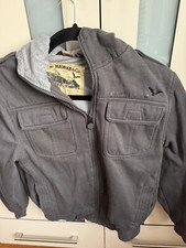 Boy Grey Cotton Lined Jacket Heavy Hoodie Size 10 12 Fall Spring Winter