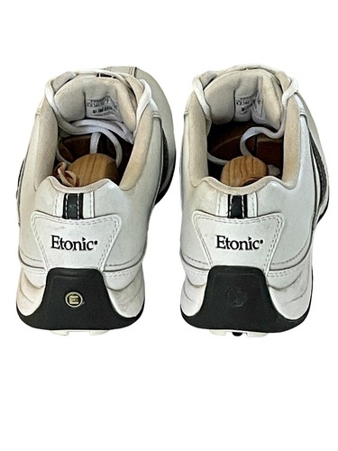 Etonic Women’s Leather Golf Shoes Sz 9.5 White Black Lace Up Soft Spikes - Picture 5 of 10