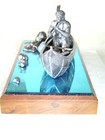 RICKER PEWTER GOING DOWNSTREAM canoe Ltd Ed Museum Collection MINT in BOX & COA — photo 3