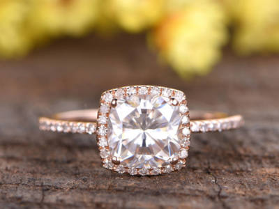 Cushion Cut Simulated Diamond Solitaire Engagement Ring