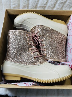 New SUGAR Women's Rose Gold glitter off white WATERPROOF RAIN