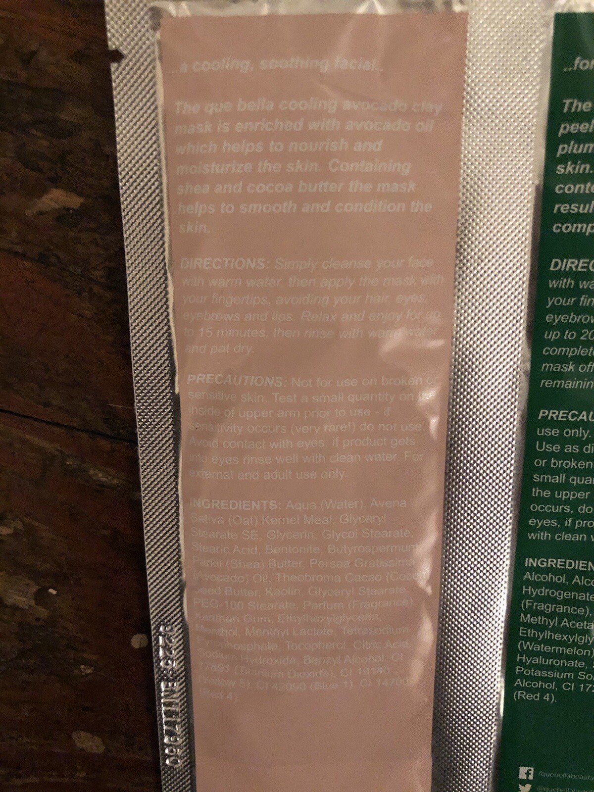 Que Bella Face Masks Lot of 4 Packets Relieving Cooling Plumping Selfie