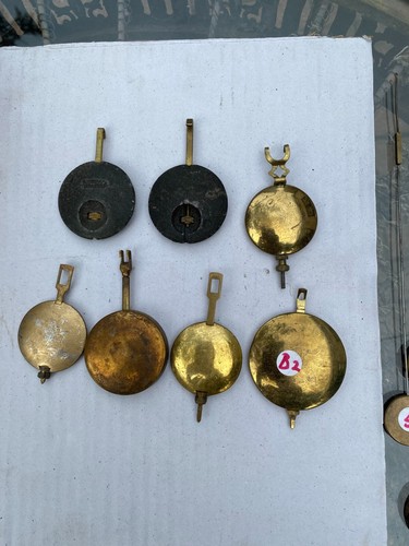 7 Asorted Antique Pendulum Bobs English American German Clocks ?