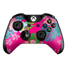 Skins Decal Wrap for Xbox One / One S Controller Pink Neon Hibiscus Flowers