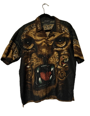 Sean John Vintage Men s L Button Up Shirt Lion Graphic Hip Hop