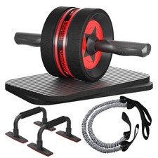 EnterSports AB Wheel Roller, 6-in-1 Exercise Roller One Size, Red 6 in 1 Set