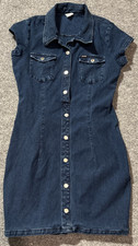 Guess Dress Womens Large Denim Vintage Y2k Mini Utility Short Sleeves Button
