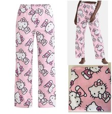 NEW Hello Kitty Pink Print Soft Knit Comfy PJ Pants w/Pockets Large 12-14