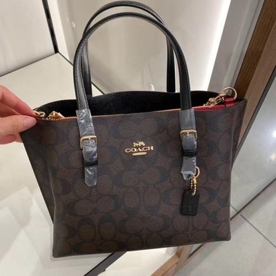 NWT Coach Mollie Tote 25 Signature Canvas Crossbody Strap cv965 IM/WALNUT/BLACK